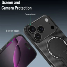 多功能隱形碳纖維支架無線磁吸充電防震手機殼，適用於 Apple 18pm/17/16/15/14/13/12/11... Honor Moto.. 17T/17T PRO/ RY600/600PRO/600LITE - 棕色 - 查看 6