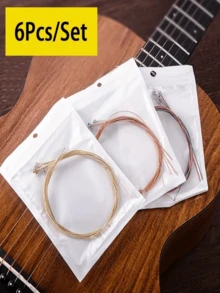 6pcs/Set High Quality Acoustic Guitar Strings (1/2set) - 6pcs Replacement Steel Guitar Strings | Premium Accessories - Fit For Acoustic Guitar, Red Copper, Brass And Colorful Strings, Faux Pearl Head, Individually Packed, Folk Guitar Accessory Set, Enhance Tone, Complete Folk Guitar Accessory Set, Bright & Vibrant Tone, Improve Playing Performance, Suitable For Beginners And Advanced Users, Great Birthday, Valentine's Day, New Year Gift For Music Lovers - Multicolor - View 5
