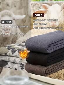 3 Pairs Men's Winter Warm Socks - Thick Fleece Blended Hiking Socks, Soft & Durable Cold-Proof Socks, Suitable For Outdoor Activities, Winter Socks, Solid Color Cold-Proof Cotton Socks - Multicolor - View 3
