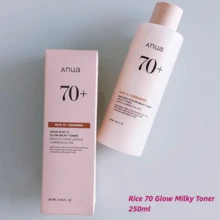 Anua Rice 70 亮澤乳狀爽膚水 250ml/8.45 盎司，適用於玻璃肌膚，米水，煙酰胺，神經酰胺，泛醇，無香精，不致粉刺，真菌痤瘡安全，韓國護膚品 - Toner 250ml/8.45 oz - 查看 1