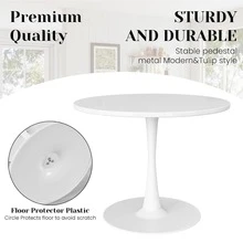 Round Dining Table With Metal Pedestal Base, Modern Kitchen Table In Tulip Design, Mid-Century Leisure Table, Bar Table, Dining Room Table For 4-6 Person - 白色 - 查看 6