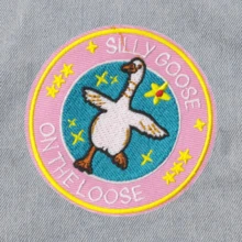 SILLY GOOSE ON THE LOOSE Punk Rock Cartoon Adventure Outdoor Cycling Patch Embroidered Badge DIY Clothing Accessory Sewing Applique Iron-On Patch Garment Decoration Embroidery Repair Sticker For Clothes, Shoes, Bags - Multicolor - View 5
