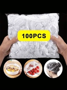 100 Reusable Stretchable Food Storage Covers - Translucent Elastic Plastic Wraps For Freshness - Leftovers, Fruits And Vegetables - Great For Kitchen, Refrigerator And Countertop Storage - 彩色 - 查看 1