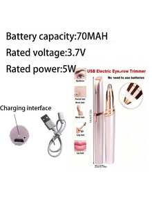 1个ABS便携式可充电电动眉毛修剪器，女士眉笔自动剃眉器，面部毛发去除器，美容修容修剪器 - 綠色 - 查看 7