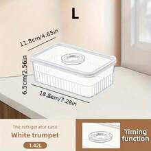带定时器的冰箱水果储存容器，可重复使用的冰箱塑料食品储存农产品容器，食品塑料整理盒，保持食物新鲜，带夹盖的冷冻肉类和蔬菜容器，透明设计，方便查看，冰箱储存解决方案 | 时尚储物盒 | 盖子设计 - 彩色 - 查看 13