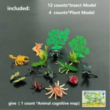 16pcs Insect Model Set, Includes 12 Insect Plush Toys - Dragonfly, Scorpion, Mantis, Ladybug, Centipede And Tree Models, Suitable For Science Learning Educational Toys, Ideal For Holiday And Party Gifts