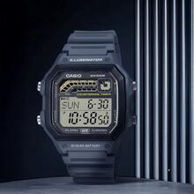 Casio Cyfrowy zegarek sportowy męski z serii WS1600H z kopertą i paskiem z żywicy, z baterią o żywotności 10 lat, stoperem, automatycznym kalendarzem i czasem światowym, WS-1600H-2AV, odpowiedni do noszenia na co dzień, prezent dla niego