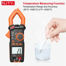 NJTY 1 件钳形万用表电流表套件，带蜂鸣器的数字钳形表，可测量电流、电压、温度、电容、电阻、检测、二极管连续性占空比 - 橘色 - 查看 6