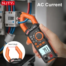 NJTY 1 件钳形万用表电流表套件，带蜂鸣器的数字钳形表，可测量电流、电压、温度、电容、电阻、检测、二极管连续性占空比 - 橘色 - 查看 4
