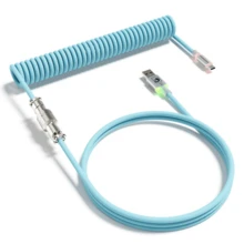 ATTACK SHARK MAMBASNAKE C01 超 RGB 卷绕键盘线，专业定制 USB-C 飞行员线，适用于游戏键盘，稳定的双套设计，2 米 Type-C 至 USB-A 超高速，可拆卸金属飞行员线，适用于 PC 游戏玩家 - 彩色 - 查看 14