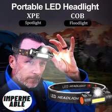 Lampara De Cabeza Linterna Iluminacion Doble, Recargable USB, Con Iman, Doble potente - Negro - Ver 1