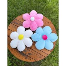 Kit With 3 Daisy Plush Flower Pillows Party Decoration Bedroom Living Room Toy Sofa - 淡粉紅色/白色/淡藍色 - 查看 3
