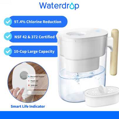 Waterdrop Water Filter Jug With 3 Months Filter, 3.5L, Reduces Fluoride, Chlorine And More, NSF Certified (Replacement Filter: WD-PF-01A Plus)