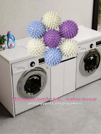 7-Pack Laundry Dryer Balls - Anti-Kink, Stain Removal And Anti-Pilling, Garment-Specific, No Electricity Required, Reusable Washing Machine Fluff Reshaping Balls - Softening Balls, Wrinkle And Static Reduction, Prevention At Home And In Laundromats, Assorted Colors