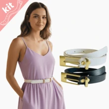 Kit Of 2 Women's Belts From Slim To Plus Size Spring Summer Fashion 1.5 Wide - Maria - 鉑+溴 - 查看 1