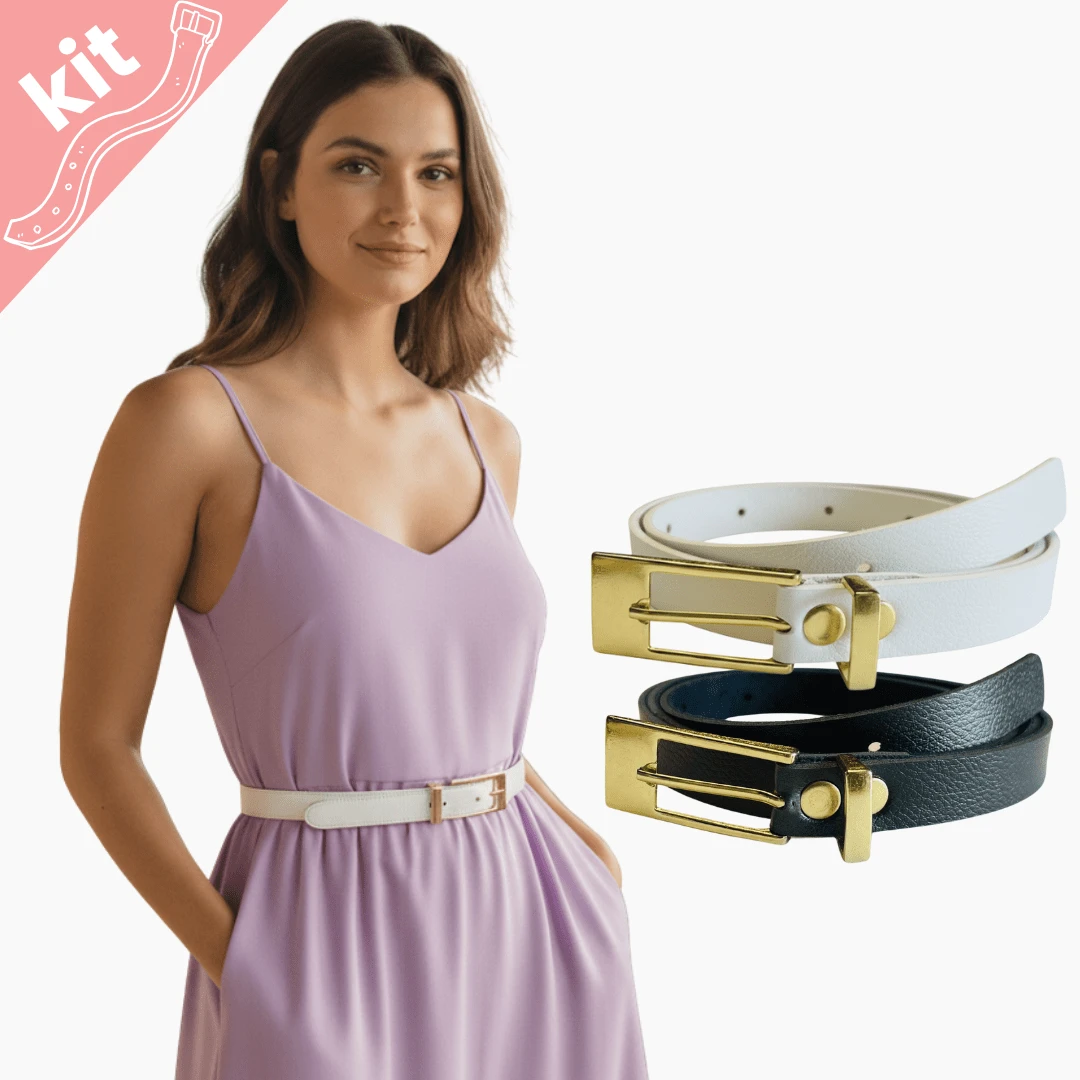 Kit Of 2 Women's Belts From Slim To Plus Size Spring Summer Fashion 1.5 Wide - Maria - 鉑+溴 - 查看 1