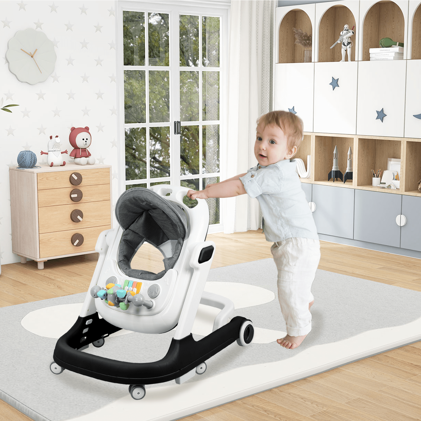 2-In-1 Passeggino e Passeggino Spingibile, Altezza Regolabile, Regalo Ideale per Bambini da 0 a 2 Anni, Disponibile in Diversi Colori