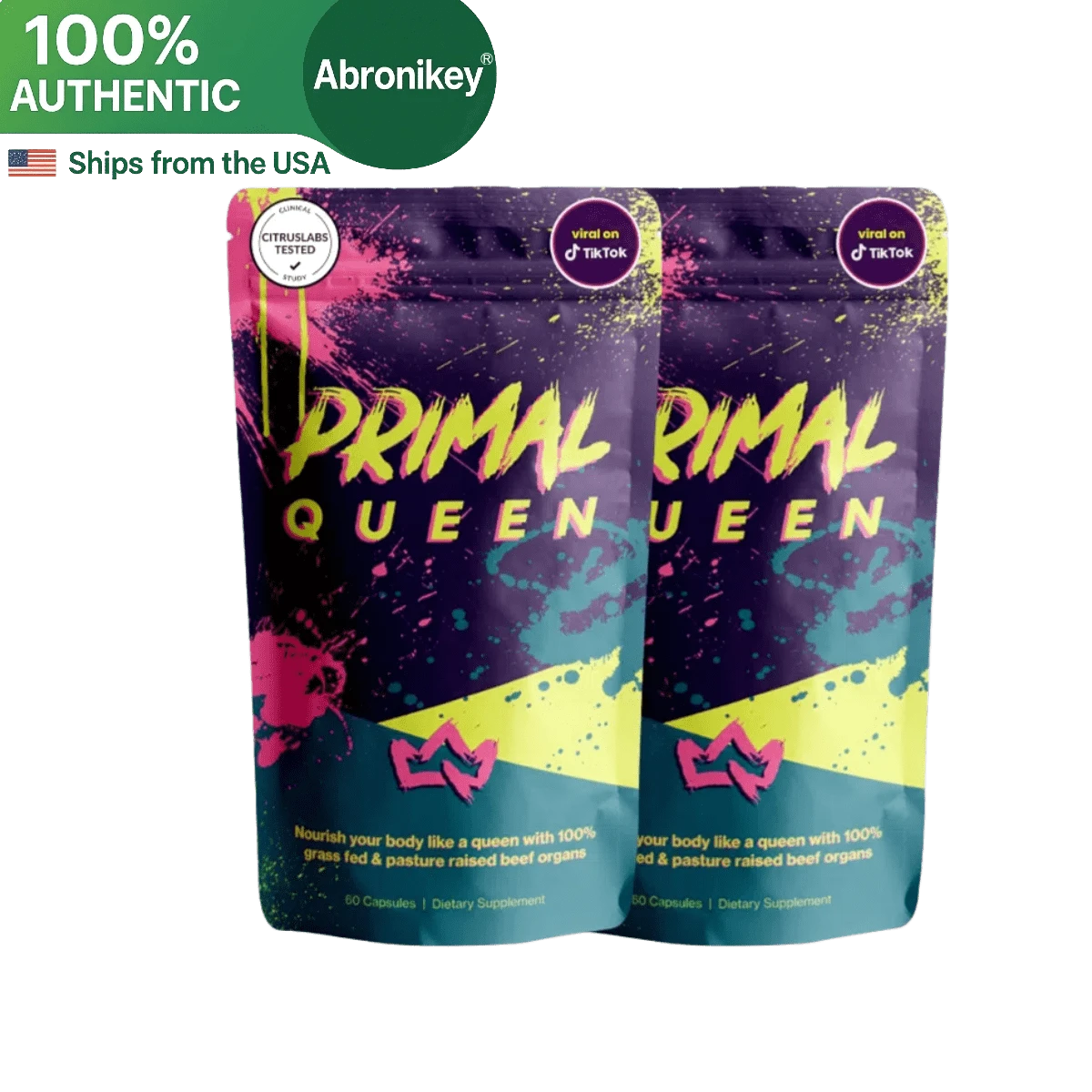 Abronikey Women's Organ Supplement – Grass-Fed Beef Liver, Heart, Kidney, Spleen & More – Freeze-Dried Organ Complex For Energy, Hormone Balance & Immune Support – 60 Capsules - Gói 2 - Xem 1