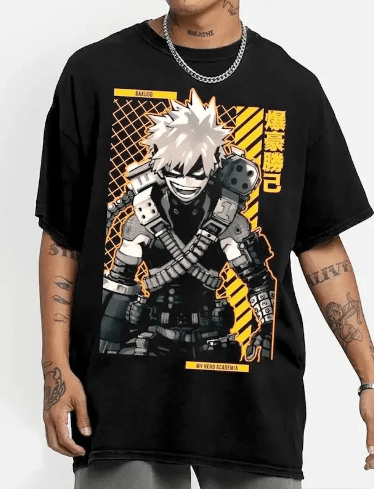 Camisa De Estudiante Bakugo Katsuki Y Kirishima Eijirou, Camiseta Kacchan - 黑色 - 查看 1