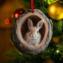 6 Pieces 6 Kinds Of Animal Christmas Ornaments, 2D Cute Christmas Acrylic Pendants, Animals, Raccoon, Owl, Squirrel, Hedgehog, Rabbit, Bird, Beautiful Animal Ornaments, Christmas Party Fireplace Window Decorations, Classic Faith Decorations, Suitable For Christmas And Winter