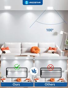 Aigostar Downlight LED Empotrado,6W 620LM Downlight LED,6500K Luz Blanca Fría,Focos de techo,Ojo De Buey LED,Adecuado para salón,dormitorio,cocina,pasillo.Ф95-100mm,Paquete De 6 - Cuadrado-6w-6500k - Ver 5