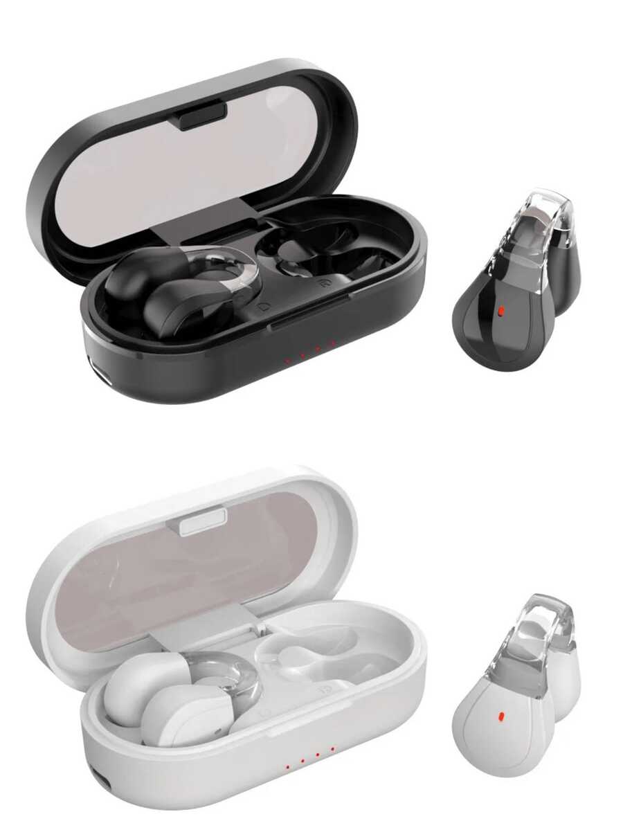 Fones de ouvido Sem fio Com Estojo De Carregamento – Fones de ouvido Pretos Elegantes Com Clipe, Controle De Toque, Microfone Embutido, Ideais Para Smartphones - Cor Aleatória - Visão 1