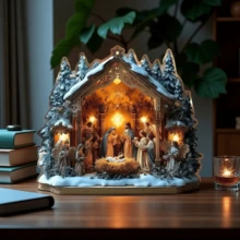 Elegant Acrylic Nativity Scene With Stand - Ideal For Desk & Living Room Decor | Perfect Birthday Or Christmas Gift For Friends | Versatile Religious Home Accent - Multicolor - View 4