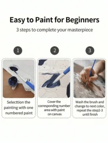 40*50cm DIY Painting By Numbers Kit, House Themed Art Set, Suitable For Bedroom Decor And Art Wall Decoration, Simple And Fun Painting Method, No Drawing Experience Required, Fulfill Your Painter's Dream, Immerse Yourself In The Colorful World, Each Stroke Is Self-Expression, Add Romanticism To Life, Best Gift For Family And Friends - Blue - View 6