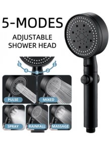 5 种模式手持淋浴喷头 - 防堵塞喷嘴、带软管的 RV 淋浴喷头、带手持开关的高压淋浴喷头、内置强力清洗功能，可清洁浴缸、瓷砖和宠物，超长 6 英尺不锈钢软管、墙壁和顶部支架
