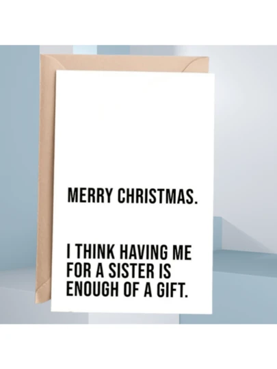 1 张幽默圣诞贺卡（带信封） - “有我这样的姐妹就足够了” - 有趣的姐妹圣诞贺卡，适合快乐的节日庆祝