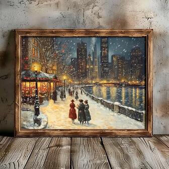 1 PC Moody Gothic Christmas Cityscape Poster, Dark Academia Wall Art, Vintage Print For Home Decor, Frameless Canvas For Living Room, Bedroom, Dorm