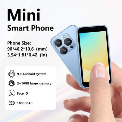 SOYES Mini telefono da 3,0 pollici, doppio slot SIM. Piccolo telefono tascabile di alta qualità per studenti, 2 GB + 16 GB, telefono Android compatto, piccolo telefono touchscreen di alta qualità per studenti, mini smartphone, leggero. Con custodia. Fotocamera. Regalo di Halloween. Regali di Natale.
