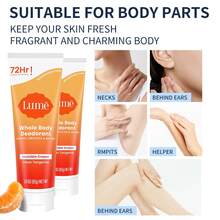 2pcs  Deodorizing Body Lotion Full Body Deodorant - Invisible Cream Tube - 72-Hour Odor Control - Aluminum-Free, Baking Soda-Free, Moisturizing Skin - Suitable For All Skin Types - trái cam - Xem 3