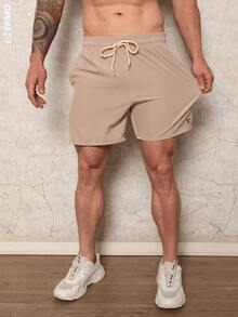 Kit 3 Shorts Elastane Mauricinho Beach Men's With Lycra Gym Running Cross Plain Basic - Black/Navy/Beige - View 7