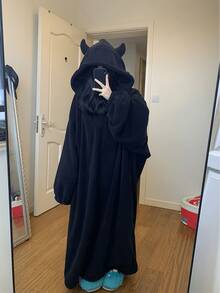 女士冬季法兰绒睡袍睡衣 - 舒适俏皮设计，秋冬珊瑚绒加厚法兰绒浴袍，冬季连帽睡衣，可爱家居服 - 彩色 - 查看 2