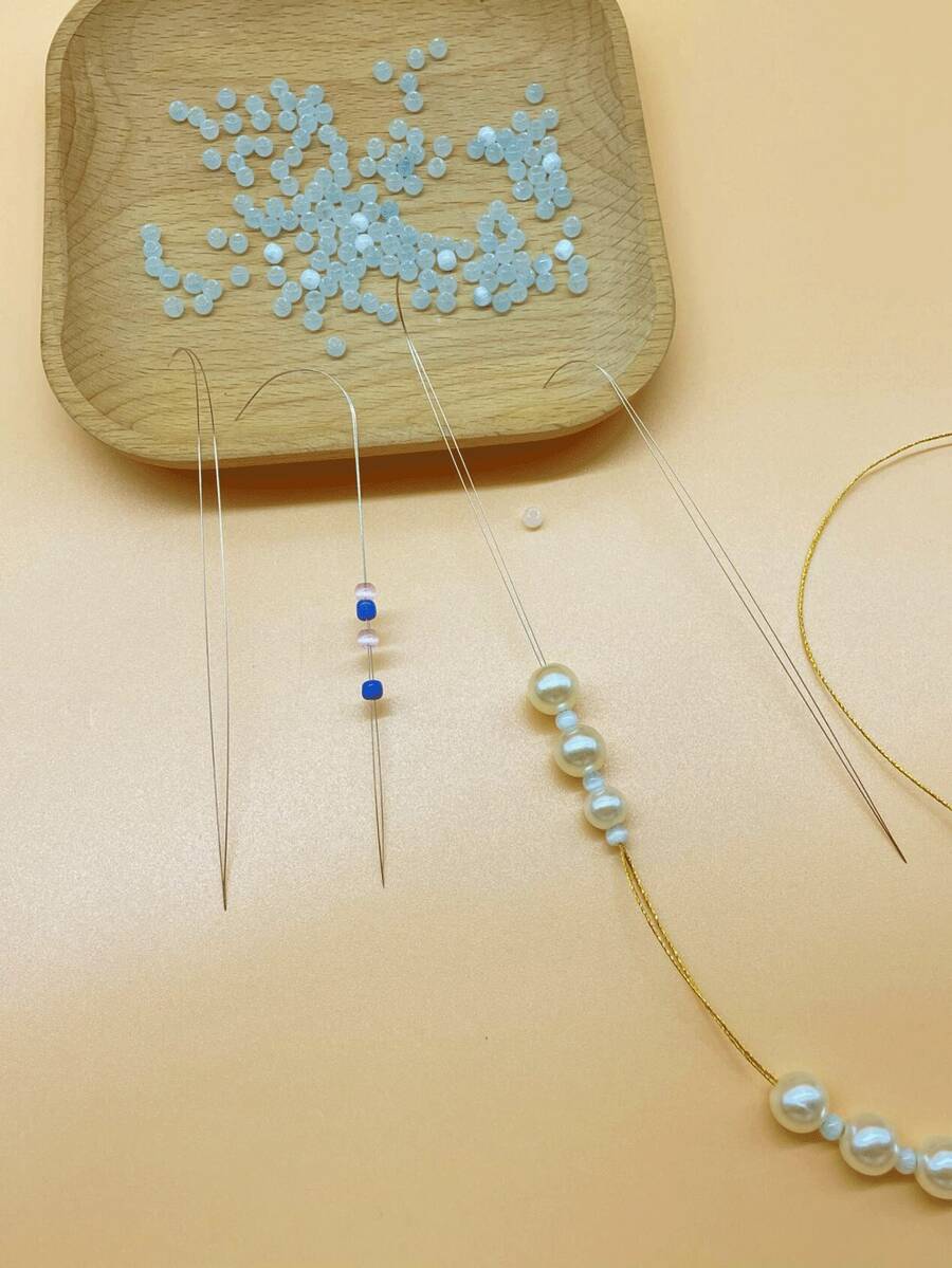 Delicate Curved Beading Needles, Suitable For Seed Bead Stringing, Can Be Used With Rotating Plate To Save Time On Bracelet And Necklace Making, Facilitates Complex Weaving Patterns - Silver - View 1