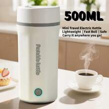 500ml Mini Travel Electric Kettle, 304 Stainless Steel, Fast Boiling, Auto Shut-Off & Dry Boil Protection