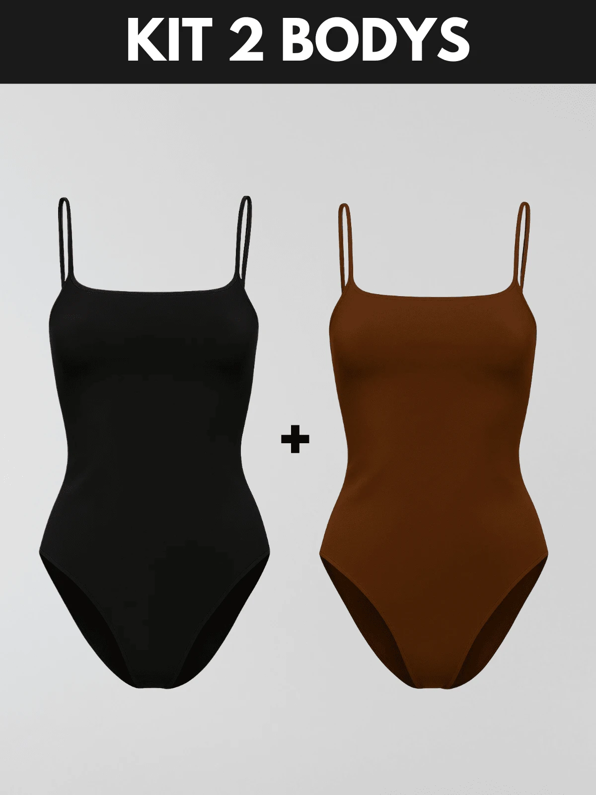 KIT 3 Women's Plus Size Blouse Women's Plus Size Bodysuit Women's Gym Blouse Women's High Compression Shaping Bodysuit Bory - 錶帶-黑色+棕色 - 查看 1