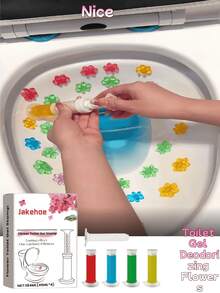 jakehoe 1 Stück Toiletten-Duftkristalle, Toilettenreiniger, Toilettengel mit Blumenduft, Toilettengel-Stempel mit duftendem Toilettenblümchen, mit verschiedenen Farben und Düften, Lufterfrischer und Toilettenblume für Badezimmer Zuhause, Kalkentferner, Geruchsentferner, verschließt den Duft und hält die Luft frisch. Zersetzt Gerüche schnell und hält die Luft im Badezimmer sauber.