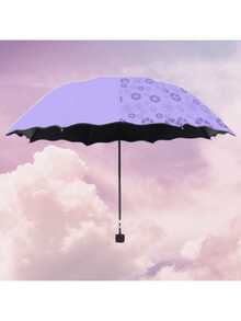 Sombrilla mágica, varios colores, al contacto con el agua empieza a aparecer su estampado Paraguas Mágico Protector Solar Mágico Contra el Sol y la Lluvia Diseño Compacto para Uso Diario - Morado - Ver 6
