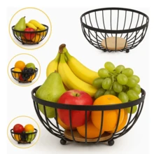 Fruit Bowl Kitchen Basket Fruit Organizer Black Metal Wire Centerpiece - màu đen - Xem 2