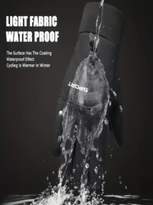 1 Pair Unisex Winter Outdoor Warm Gloves, Thermal Lined, Touchscreen Capable, Non-Slip, Available In Small/Medium/Large, Suitable For Sports, Cycling, Skiing - Windproof, Adjustable Closure, Nylon Material, Black, Winter Warmer Accessory, Outdoor Cycling Gloves