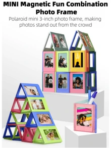 3 Mini Photo Frames -3.5 Inches * 2.5 Inches Magnetic Photo Frame, Refrigerator Sticker, Small Photo Frame, 2x3 Magnetic Photo Frame, Storage Cabinet Photo Frame, Refrigerator Label Photo Frame, Mini Refrigerator Magnetic Photo Frame, Christmas Gift, Christmas Decoration - Multicolor - View 8