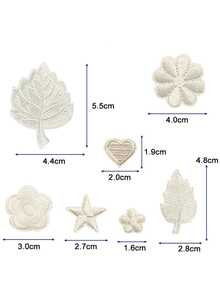 7pcs/4pcs Set Ivory, Coffee, Khaki, Beige Patch Stickers, Self-Adhesive Embroidered Appliques Decoration For Clothes, Down Jackets, Pants - Flowers, Leaves, Pentagram, Hearts, Clovers, No-Sew Invisible Mending Patches - Multicolor - View 3