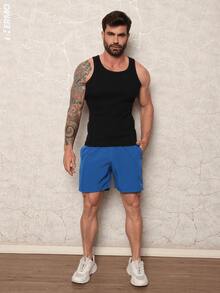 Kit 3 Shorts Elastane Mauricinho Beach Men's With Lycra Gym Running Cross Plain Basic - 黑色/米色/皇家 - 查看 7