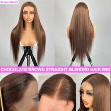 30英寸巴西原生发 5*5 200% 密度 即戴即用免胶假发 人发混纺 预拔毛 预剪直发 透明蕾丝前假发 女士人发混纺假发 无需胶水 蕾丝前闭合 即戴即用 无需胶水 自然黑 - 棕色 - 查看 3