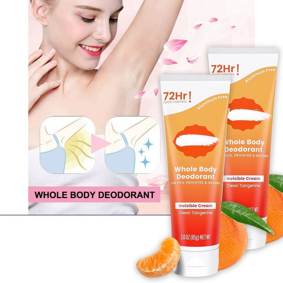 2pcs Antiperspirant Deodorant, Men And Women, 72-Hour Sweat & Odor Protection, PH Balanced Minerals, Invisible Solids, Completely Cleansing Fragrance - 橘色 - 查看 1