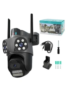 Câmera De Segurança Wi-Fi Externa Com 3 Lentes, 360°, Zoom Óptico, Visão Noturna, À Prova D'Água - Preto - Visão 2