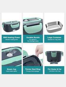 Multifunctional Portable Food Warmer: Large Capacity Electric Heated Lunch Box, Convenient To Carry | Heat Your Meals Anytime, Anywhere - Dark Green - View 5