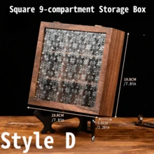 1 pièce Cabinet d'affichage en bois vintage octogonal/carré avec tiroir et dessus en verre, boîte de rangement de maquillage, bijoux, style nordique, organisateur de bureau en bois massif, cadeau idéal pour Halloween et Noël